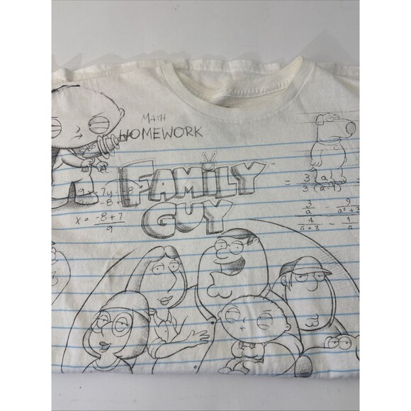 Family Guy Tee Cartoon TV Show Sketch Pad Math Homework Graphic Liquid Blue Sz L - Picture 3 of 14